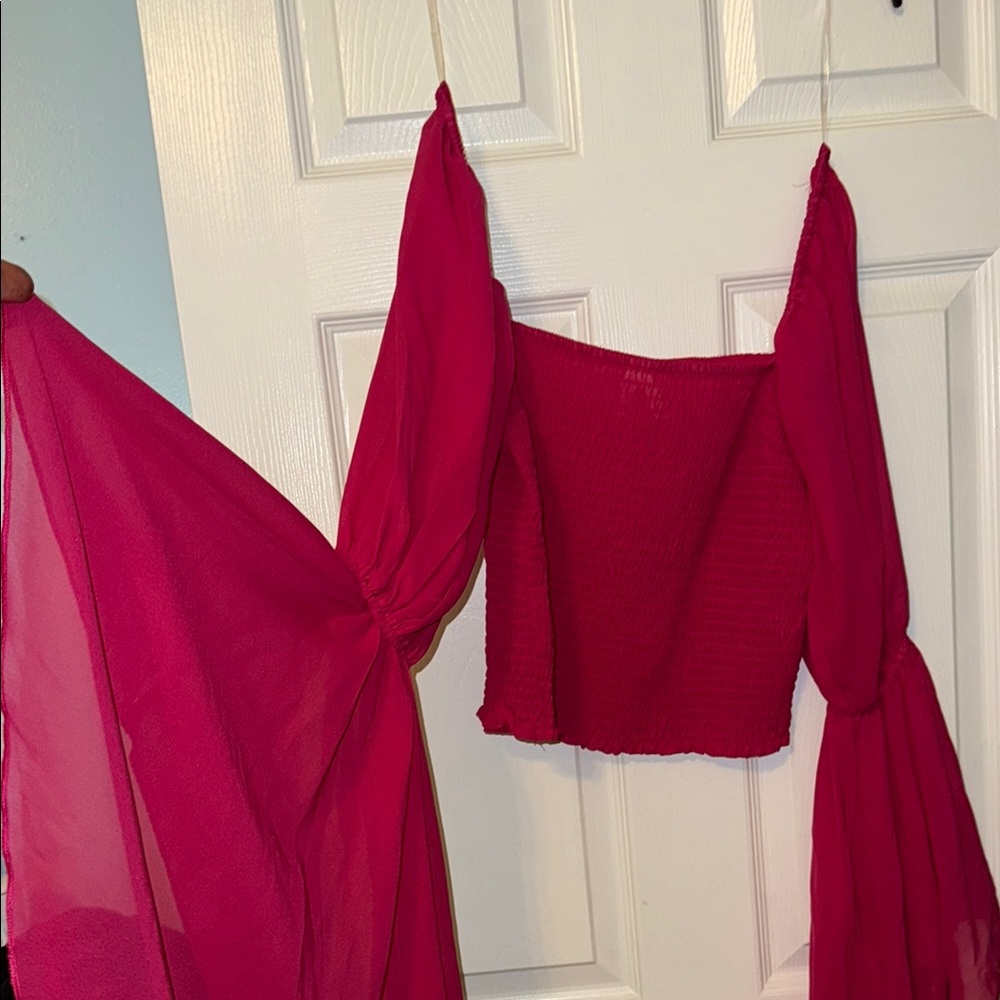 Live 4 Truth Red Asymmetrical Ruffled Long Sleeve Blouse